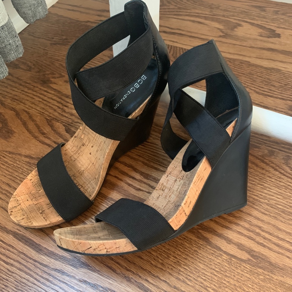 BCBG black wedge